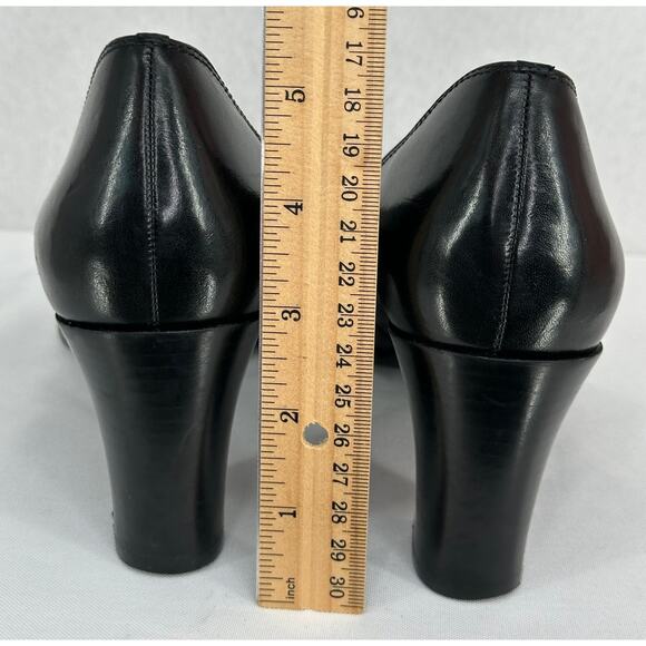 Franco Sarto Black Leather Mary Jane T Strap Round Toe Chunky Block Heels 7M - Picture 7 of 10